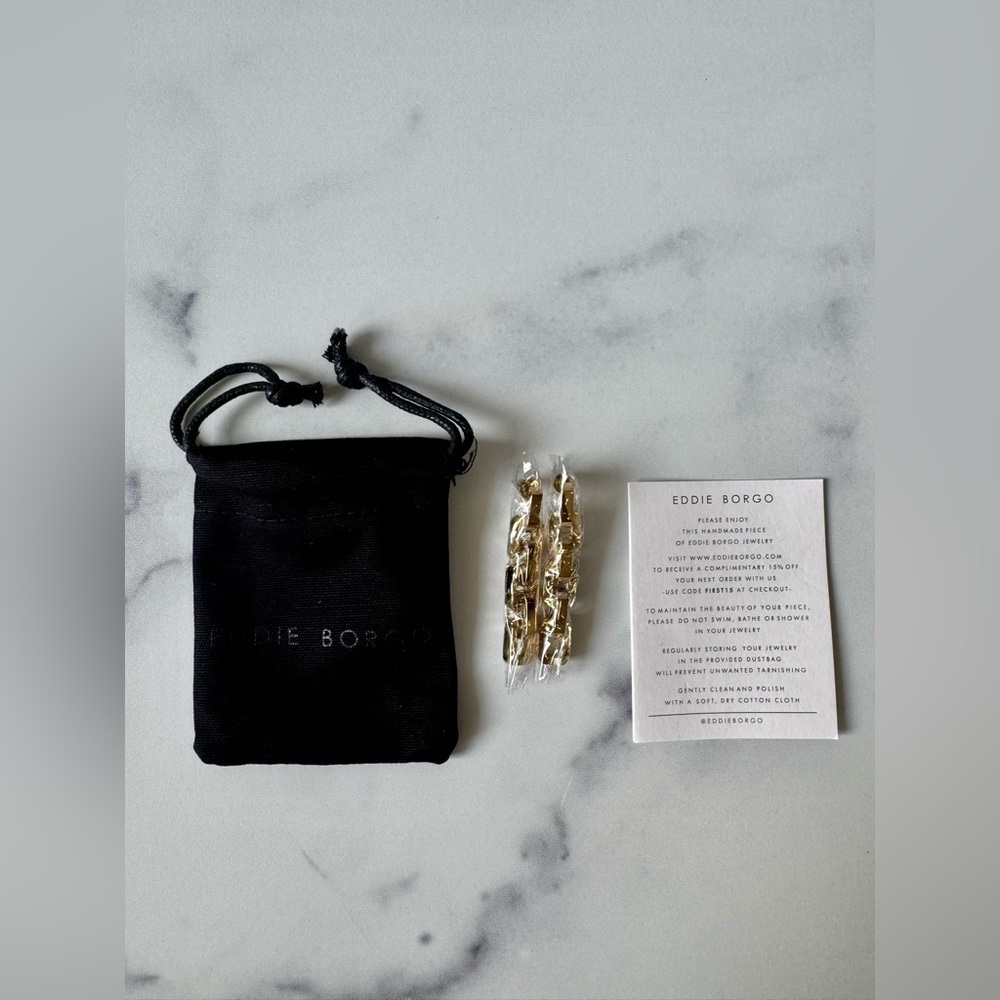 NEW 12K Eddie Borgo Gold Plated Supra Link Drop Earrings - Picture 3 of 4
